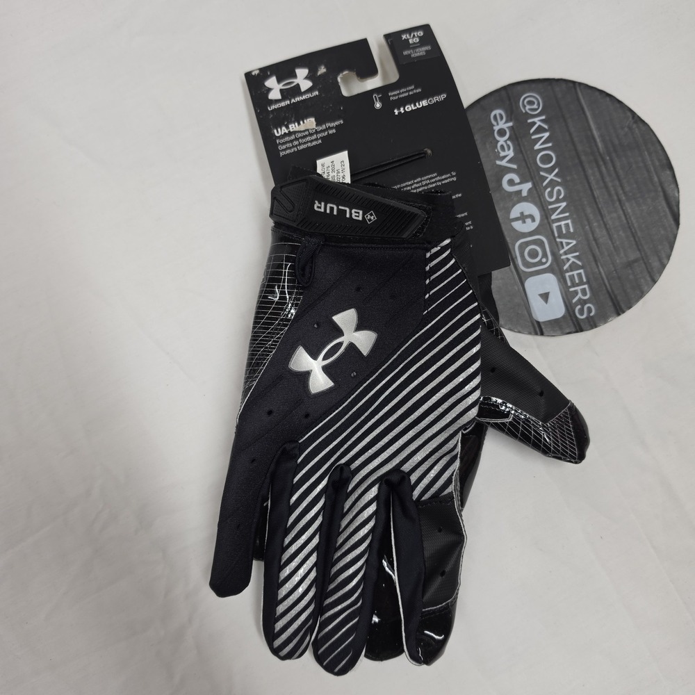 Under Armour UA Blur Football Skill Gloves Black Silver Men's Size XLarge